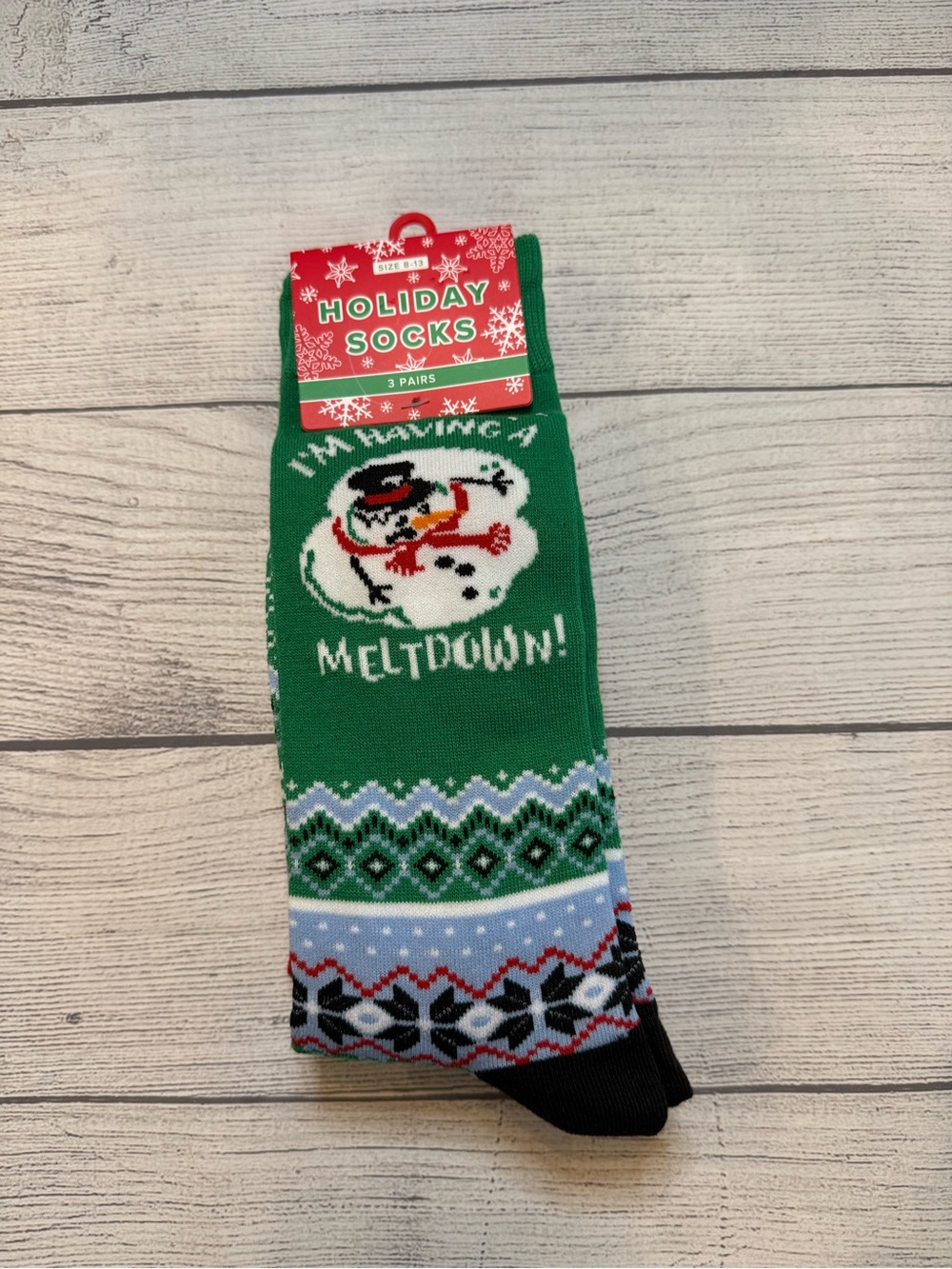 3 pk - Holiday Novelty Men's Socks - Snowman Meltdown